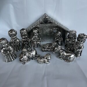 Towle Silversmiths Mini Nativity Scene Christmas Novelty 12 Pieces